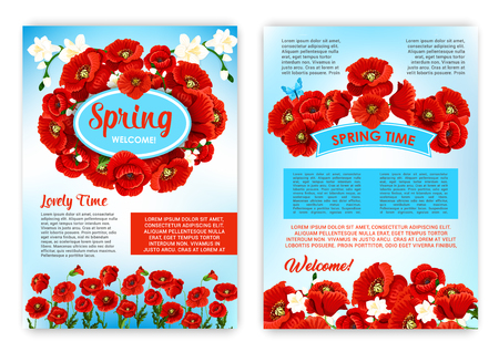 Spring holidays brochure template with flowersのイラスト素材