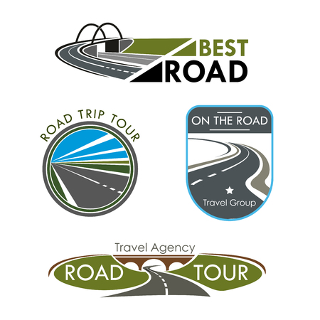 A Vector icons set for road travel or trip companyのイラスト素材