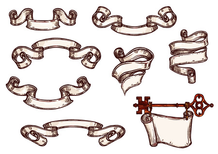 A Vector icons of old paper roll or manuscript ribbonのイラスト素材