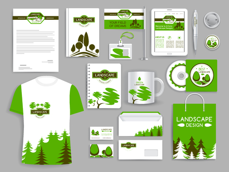 Corporate identity set landscape design companyのイラスト素材