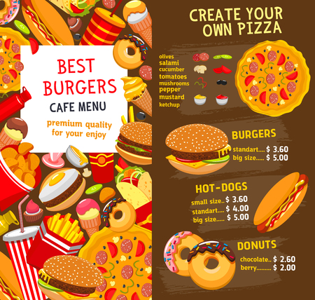 Vector fast food menu price templateのイラスト素材
