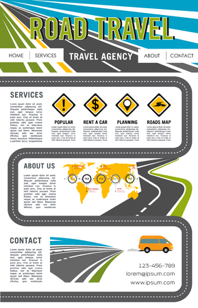 Vector landing page site for road travel companyのイラスト素材