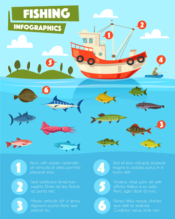 Fishing sport and industry infographic designのイラスト素材