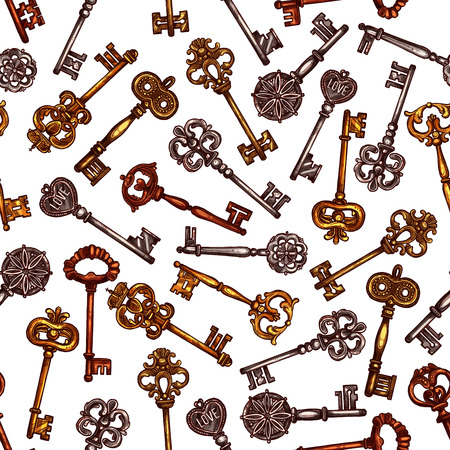 Vintage key seamless pattern backgroundのイラスト素材