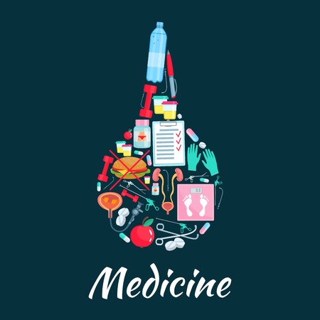 Medical enema symbol with dietetics medicine iconsのイラスト素材