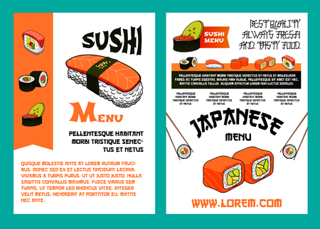 Sushi menu for japanese cuisine restaurant designのイラスト素材