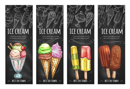 Vector banners set for ice cream fresh dessertsのイラスト素材