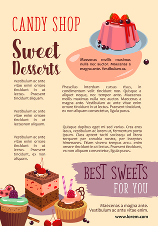 Vector poster for candy shop pastry dessertsのイラスト素材