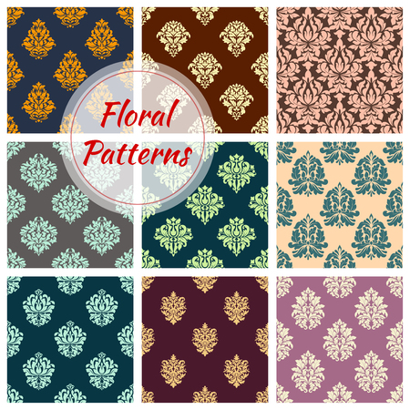 Seamless floral patterns of vector flower ornamentのイラスト素材