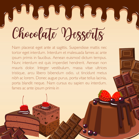 Vector poster of chocolate desserts and cakesのイラスト素材