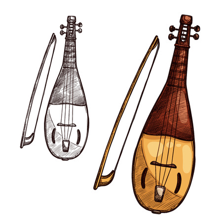 Vector sketch gusli harp string music instrumentのイラスト素材