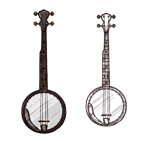 A Vector sketch banjo guitar musical instrumentのイラスト素材