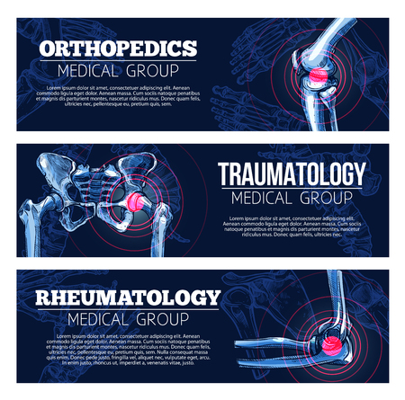 Medical vector banners orhtopedics, traumatologyのイラスト素材