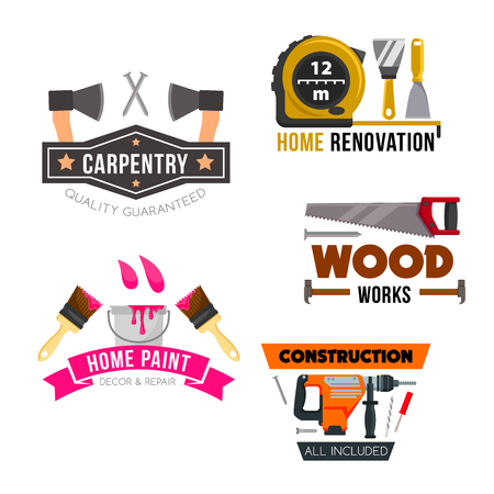 Work tool and hardware cartoon symbol setのイラスト素材