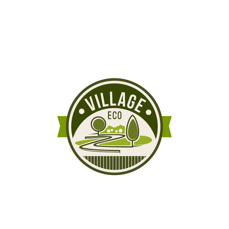 Eco village and green trees nature vector iconのイラスト素材