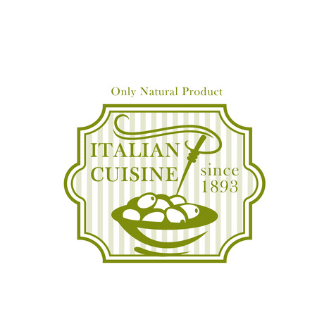 Olives plate vector icon for olive product packageのイラスト素材