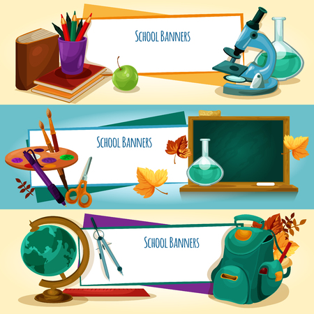 School supplies and stationery banners templatesのイラスト素材