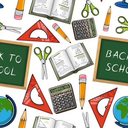 Back to School vector seamless patternのイラスト素材