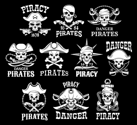 Pirates black icons for vector piracy flagsのイラスト素材