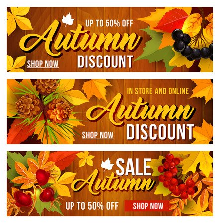 Autumn sale discount vector banners setのイラスト素材