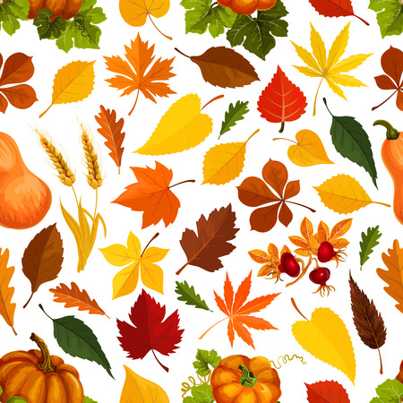 Autumn leaves vector seamless patternのイラスト素材