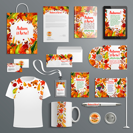 Corporate identity set with autumn brand symbolのイラスト素材