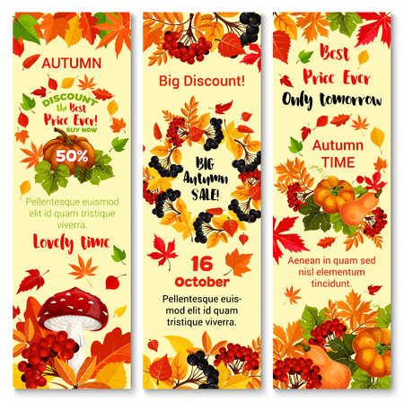 Autumn sale discount vector fall banners setのイラスト素材