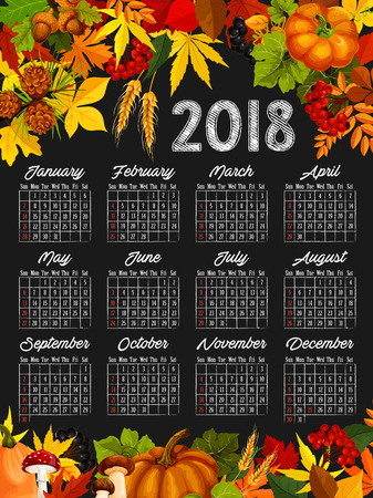 Autumn harvest calendar chalkboard template designのイラスト素材