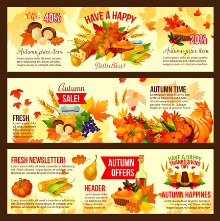 Autumn sale symbol set of Thanksgiving Day holidayのイラスト素材