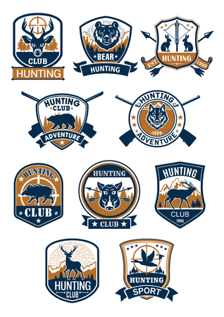 Hunting sport symbol and hunter club badge setのイラスト素材