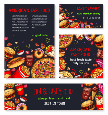Fast food meal for restaurant banner templateのイラスト素材