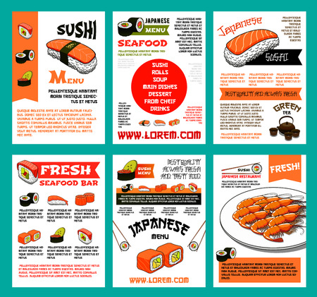 Sushi menu template set for japanese food designのイラスト素材