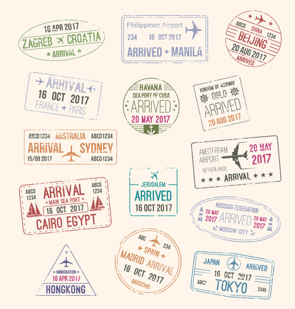 Passport stamp of travel visa for tourism designのイラスト素材