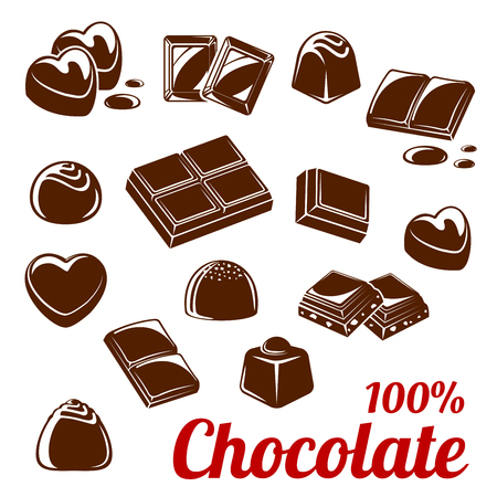 Chocolate bar and candy icon set for food designのイラスト素材