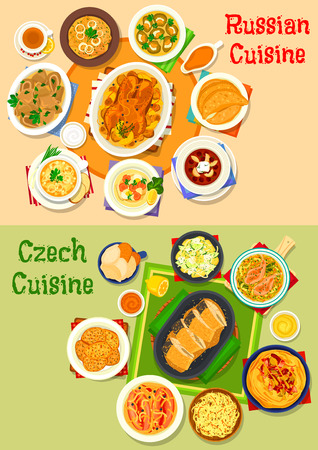 Russian cuisine icon set.のイラスト素材