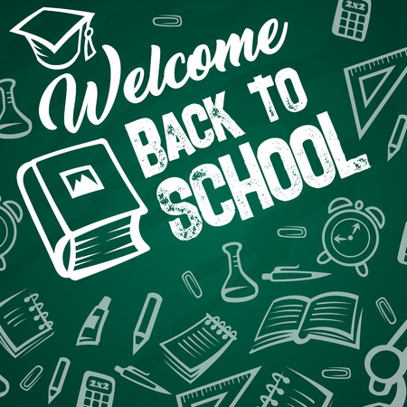 Back to School vector book on chalkboardのイラスト素材