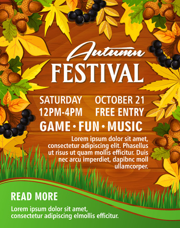Autumn picnic music party festival vector posterのイラスト素材