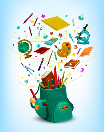 Back to School vector rucksack posterのイラスト素材