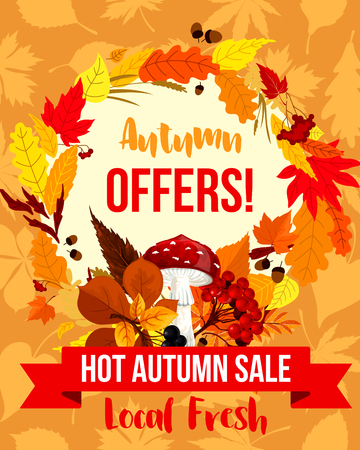 Autumn sale special offer poster template designのイラスト素材