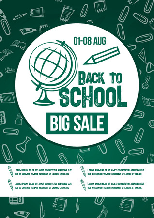 Back to School vector chalkboard sale posterのイラスト素材