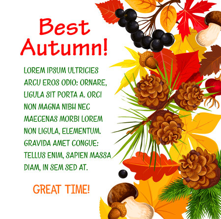 Autumn poster template of fall forest natureのイラスト素材