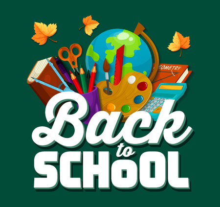 Back to School vector chalkboard posterのイラスト素材