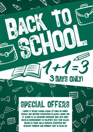 Back to School vector chalkboard sale offer posterのイラスト素材