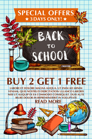 Back to School vector sale special offer posterのイラスト素材