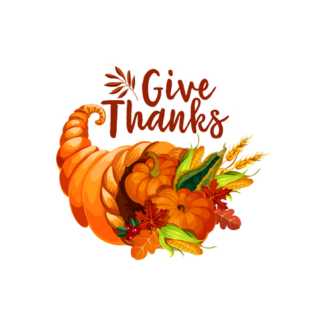 Thanksgiving cornucopia symbol of autumn harvestのイラスト素材