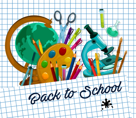 Back to School vector checkered page posterのイラスト素材