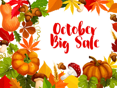 Autumn sale poster, october discount offer designのイラスト素材