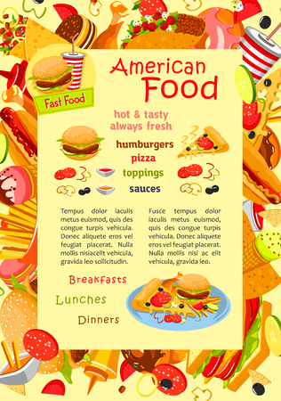 Fast food vector poster for restaurant menuのイラスト素材