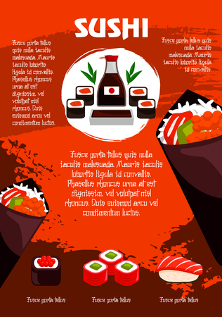 Poster for Japanese sushi restaurantのイラスト素材