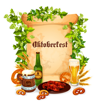 Oktoberfest poster of beer snacksのイラスト素材
